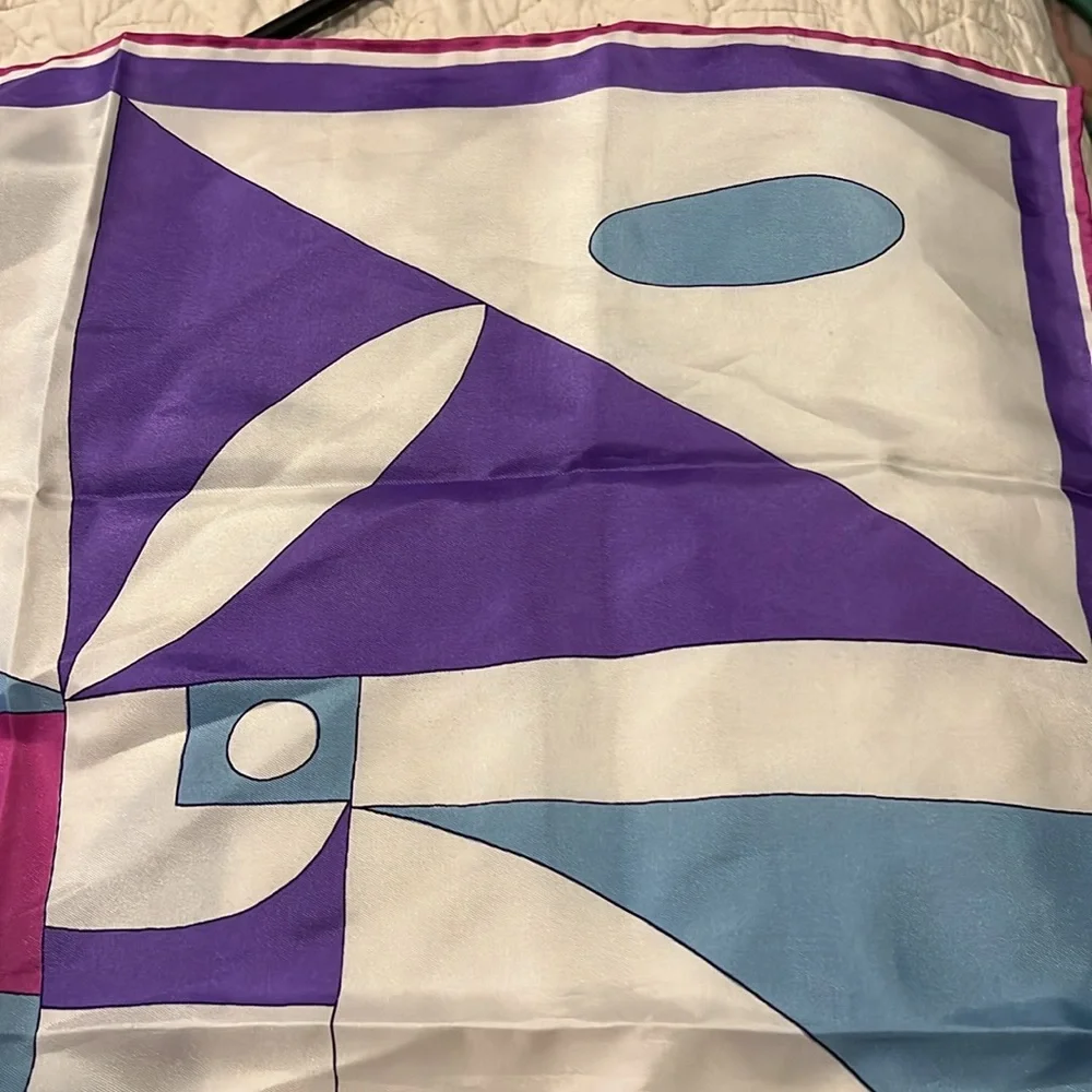 Vintage Scarves by Vera Neumann Japan Colorful Abstract Silk Scarf 22” square